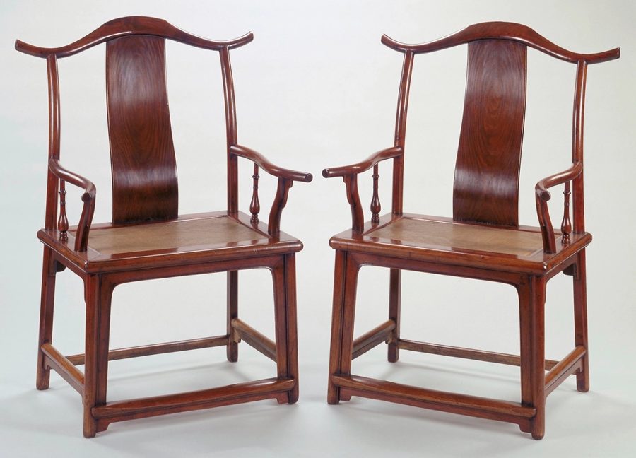 Pair of wooden armchairs